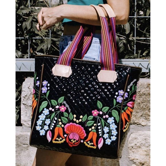 Consuela La Reina Classic Tote with Floral Embroidery and Multicolor Straps - Picture 16 of 16